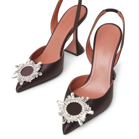 Amina Muaddi Shoes - Amina Muaddi Begum Swarovski Crystal-embellished Satin Slingback Pumps
